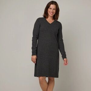 Pure Collection Gray Wool Cashmere V-Neck Knit Long Sleeve Dress size 10